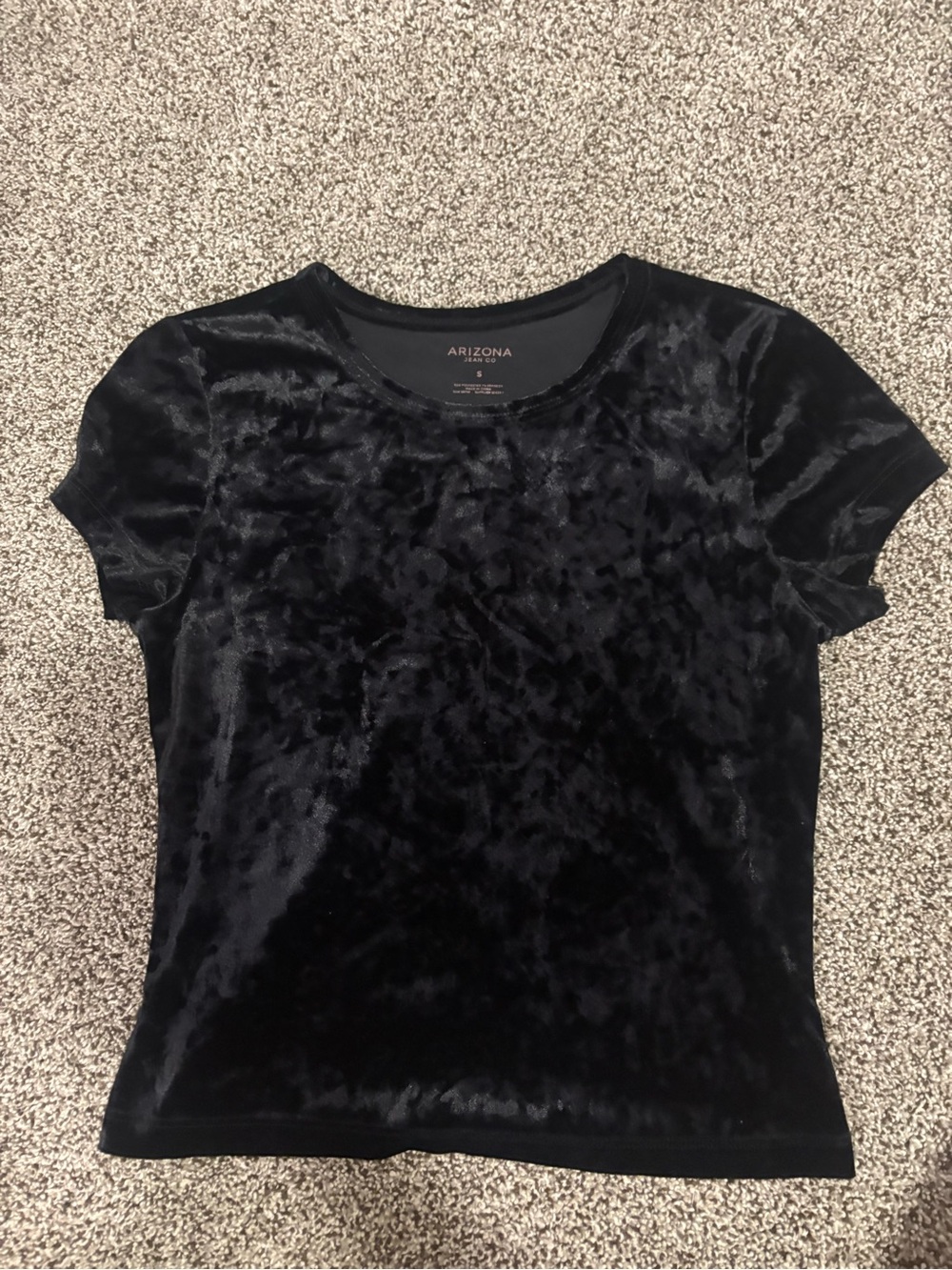 Arizona Jean Company Black Crushed Velvet Short Sleeve Tee